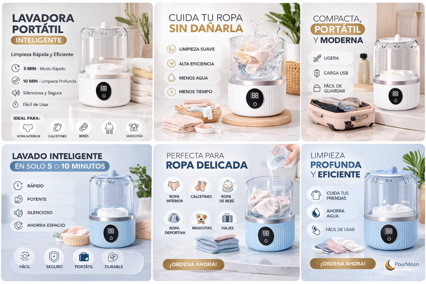 Mini Lavadora Portátil Inteligente